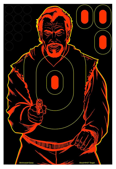 Birchwood Casey 34643 Shoot-N-C Reactive Bad Guy Silhouette Self-Adhesive Paper Target 12"x18" 100 Pack