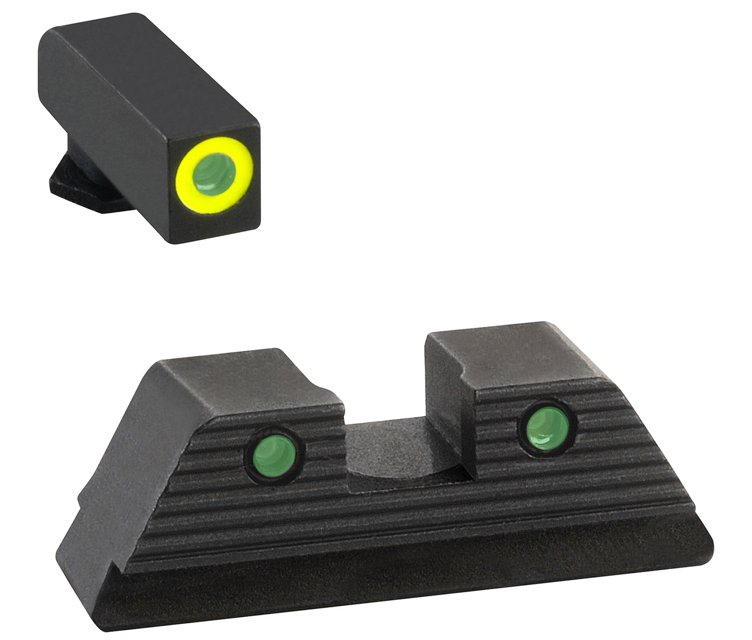 AmeriGlo GL821 Trooper Sight Set for Glock Gen 5 9mm/.40 Green Tritium LumiGreen Outline Front and Rear