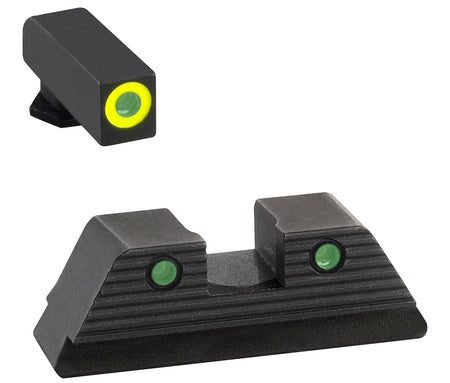 AmeriGlo GL821 Trooper Sight Set for Glock Gen 5 9mm/.40 Green Tritium LumiGreen Outline Front and Rear