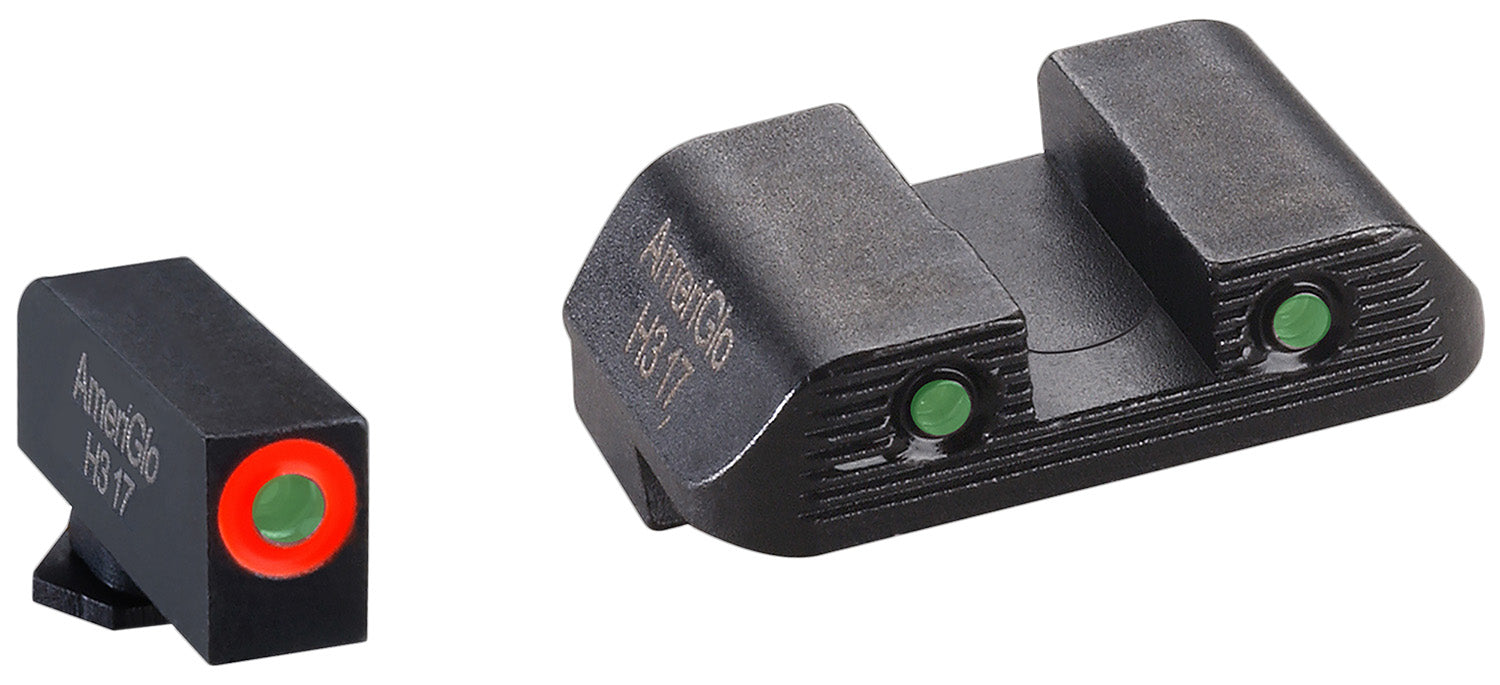 AmeriGlo GL823 Trooper Sight Set for Glock 42/43/43X/48 Green Tritium Orange Outline Front and Rear