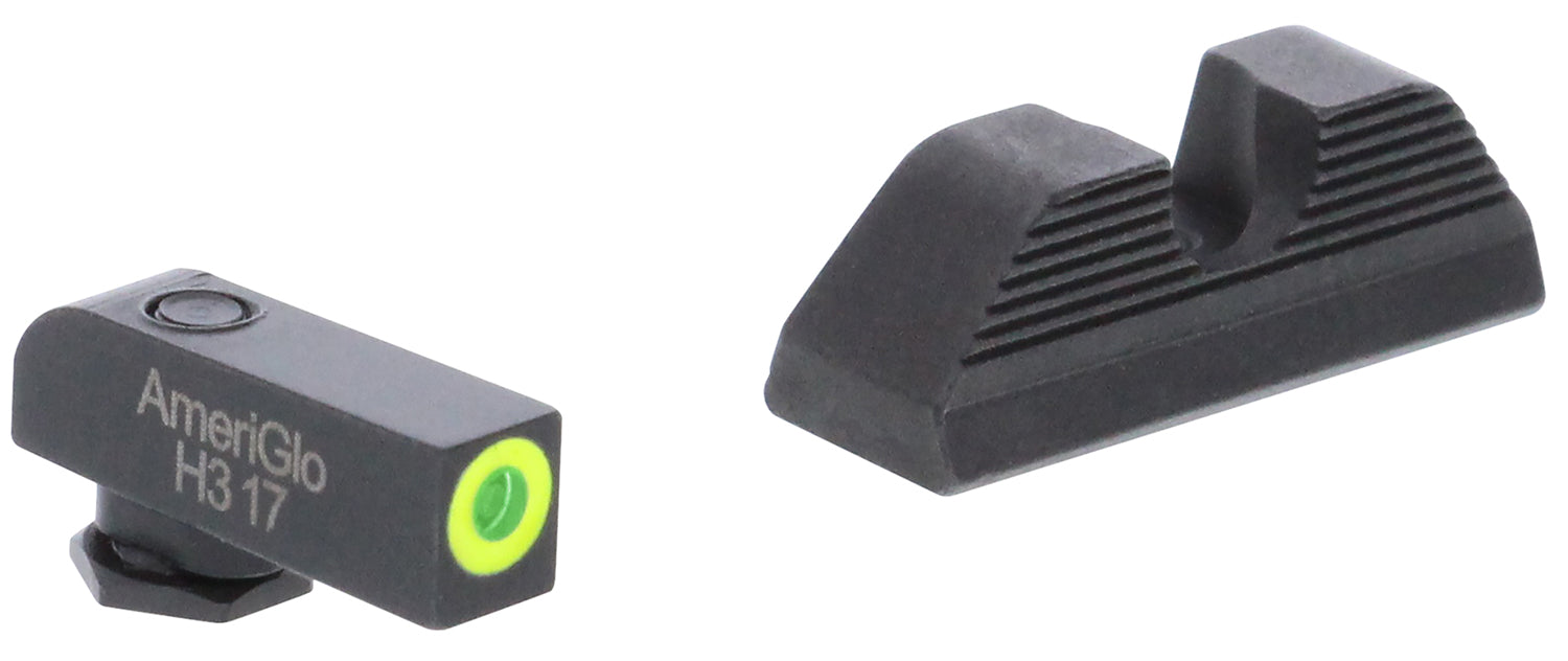 AmeriGlo GL352 Protector Sight Set for Glock 42/43/43X/48 Green Tritium LumiGreen Outline Front Black Serrated Rear