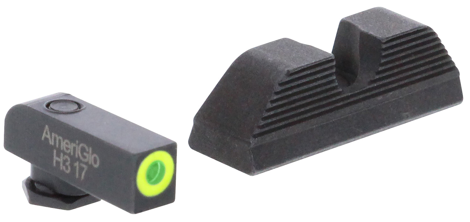 AmeriGlo GL354 Protector Sight Set for Glock Gen 1-4 9mm/.40 Green Tritium LumiGreen Front Black Serrated Rear