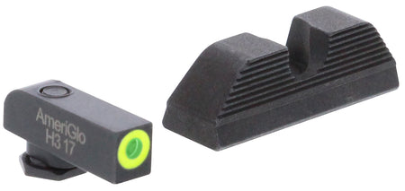 AmeriGlo GL354 Protector Sight Set for Glock Gen 1-4 9mm/.40 Green Tritium LumiGreen Front Black Serrated Rear