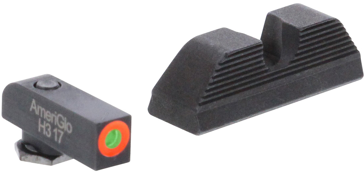 AmeriGlo GL5353 Protector Sight Set for Glock Gen 5 9mm/.40 Green Tritium Orange Outline Front Black Rear
