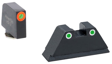 AmeriGlo GL331 Optic Compatible XL Tall Sight Set for Glock Green Tritium Orange Front Green Tritium White Outline Rear