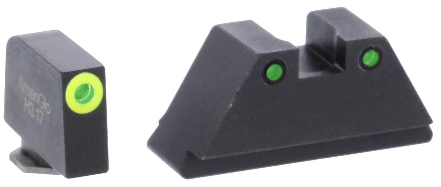 AmeriGlo GL252 Optic Compatible Sight Set for Glock XL Tall Green Tritium LumiGreen Outline Front & Green Tritium Black Outline Rear
