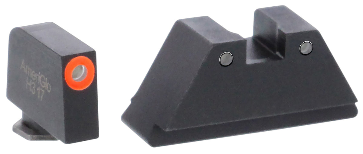AmeriGlo GL452 Optic Compatible Sight Set for Glock XL Tall Green Tritium Orange Outline Front & Green Tritium Black Outline Rear