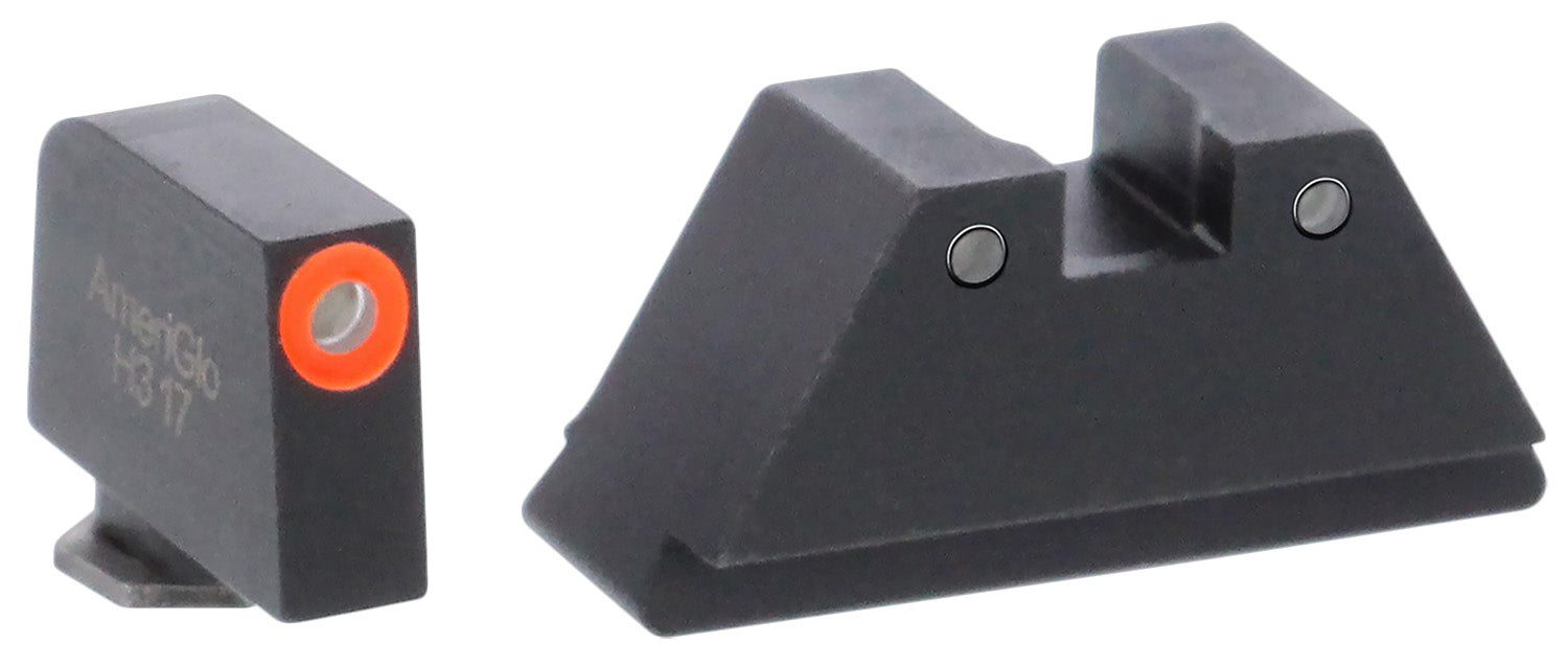 AmeriGlo GL452 Optic Compatible Sight Set for Glock XL Tall Green Tritium Orange Outline Front & Green Tritium Black Outline Rear