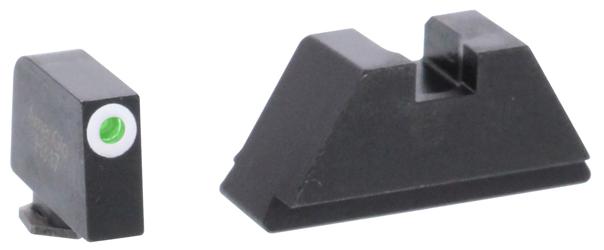 AmeriGlo GL411 Optic Compatible Sight Set for Glock XL Tall Green Tritium White Outline Front & Green Tritium Black Rear