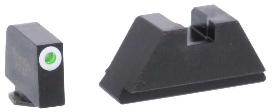 AmeriGlo GL411 Optic Compatible Sight Set for Glock XL Tall Green Tritium White Outline Front & Green Tritium Black Rear