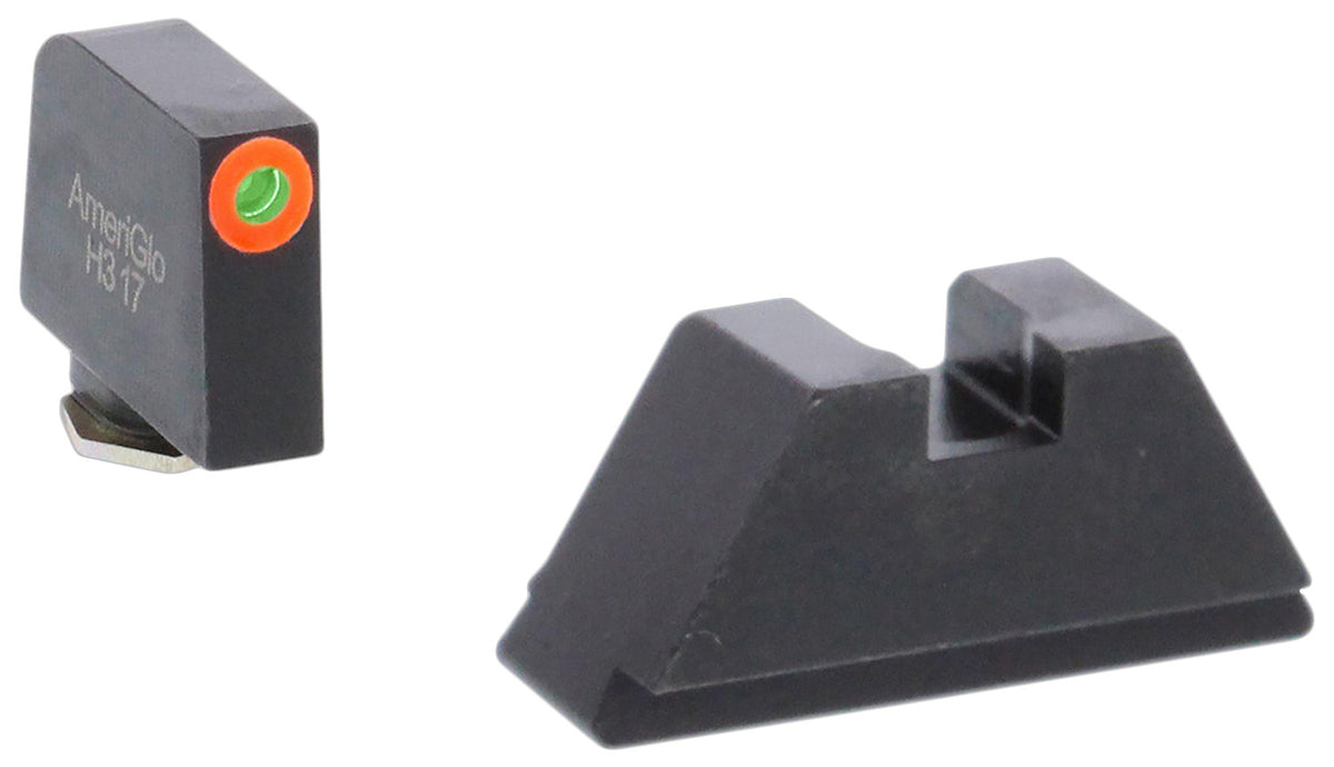 AmeriGlo GL511 Optic Compatible Sight Set for Glock XL Tall Green Tritium Orange Outline Front & Green Tritium Black Rear