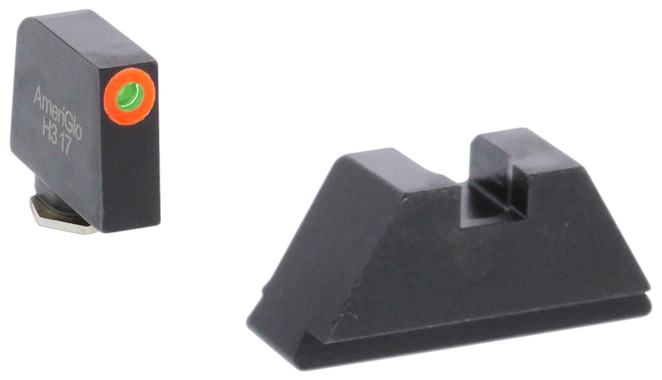 AmeriGlo GL511 Optic Compatible Sight Set for Glock XL Tall Green Tritium Orange Outline Front & Green Tritium Black Rear