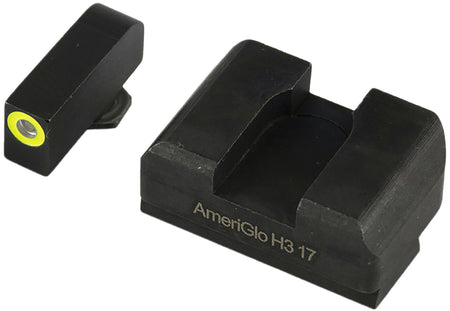 AmeriGlo GL611 Optic Compatible Sight Set for Glock XL Tall Green Tritium LumiGreen Outline Front & Flat Black Rear