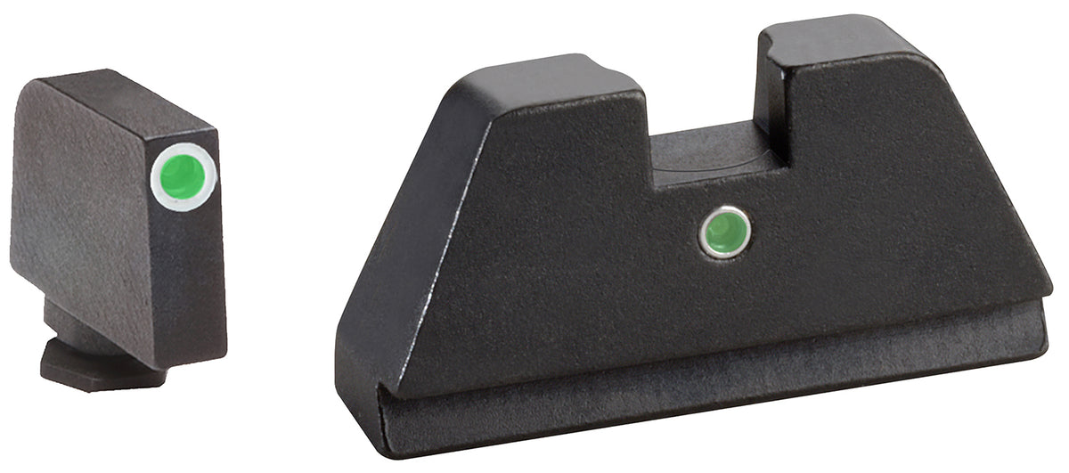 AmeriGlo GL191 Optic Compatible Sight Set for Glock XL Tall Green Tritium White Outline Front & Green Tritium I-Dot Rear
