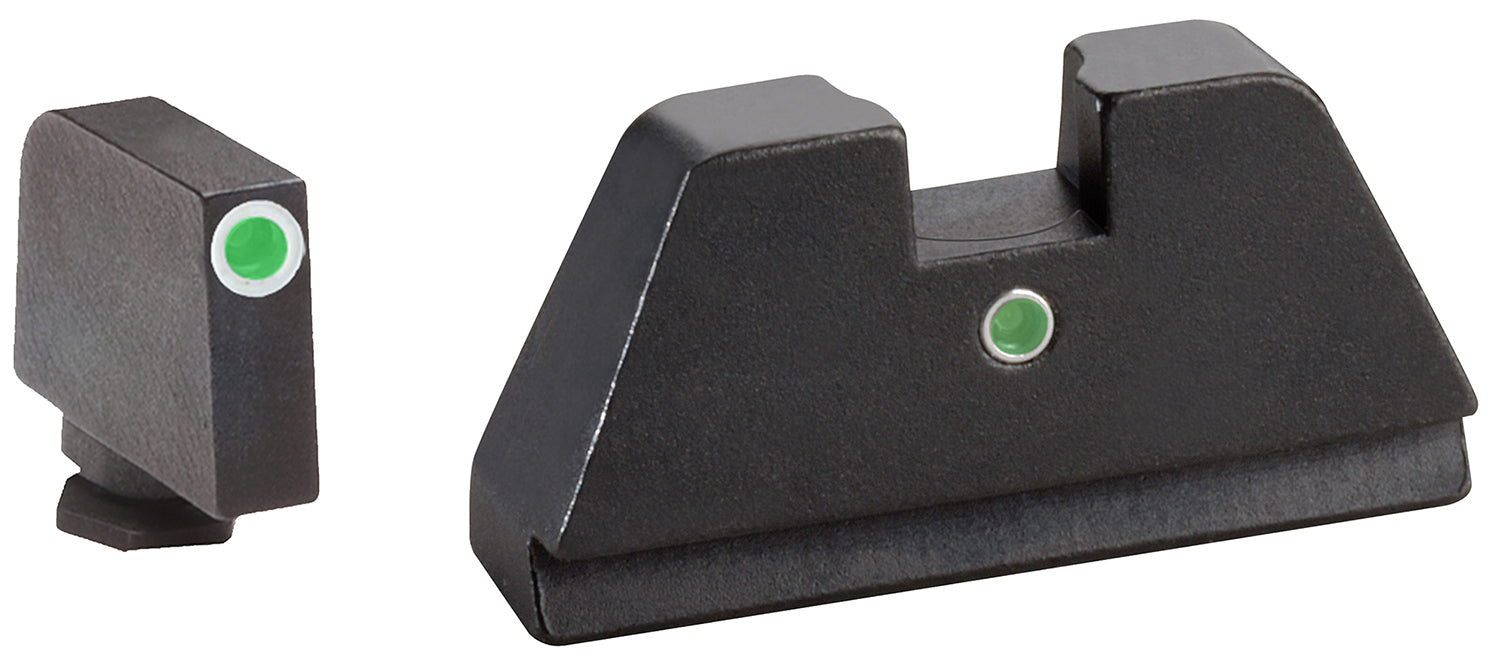 AmeriGlo GL191 Optic Compatible Sight Set for Glock XL Tall Green Tritium White Outline Front & Green Tritium I-Dot Rear
