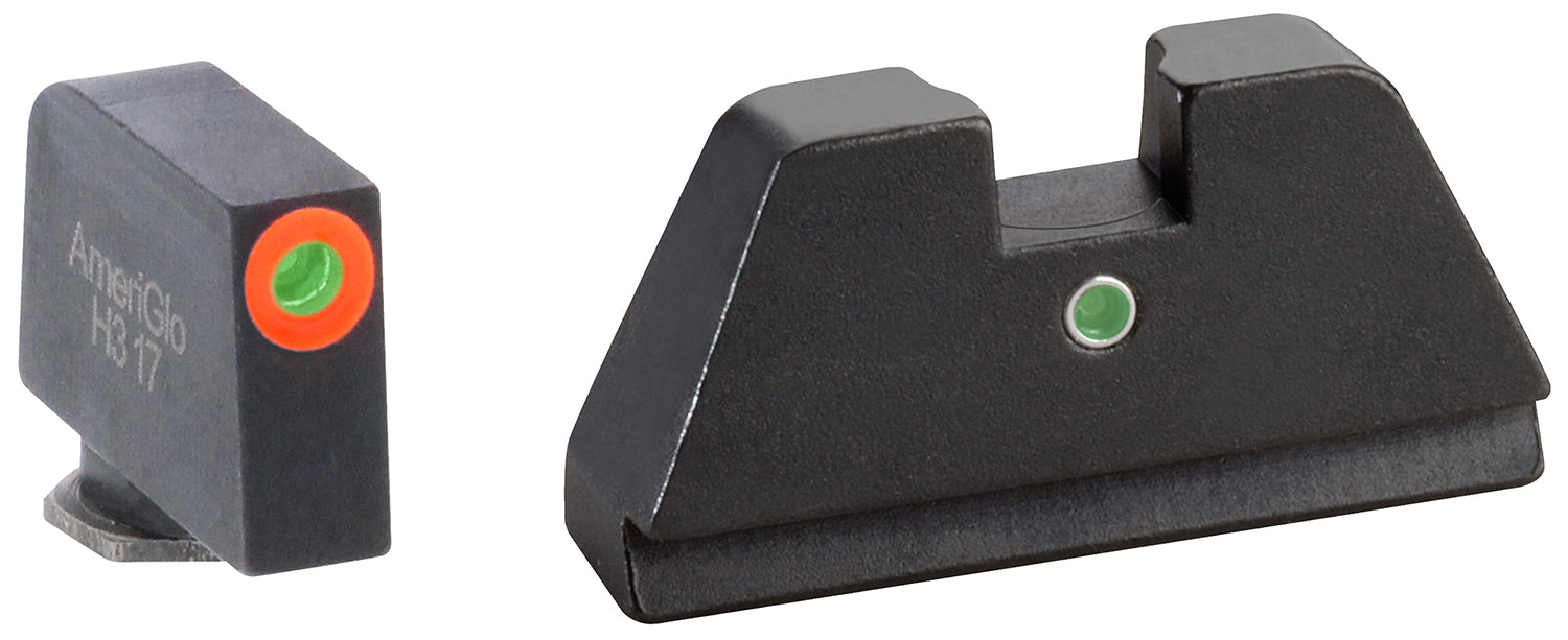 AmeriGlo GL291 Optic Compatible Sight Set for Glock XL Tall Green Tritium Orange Outline Front & Green Tritium I-Dot Rear