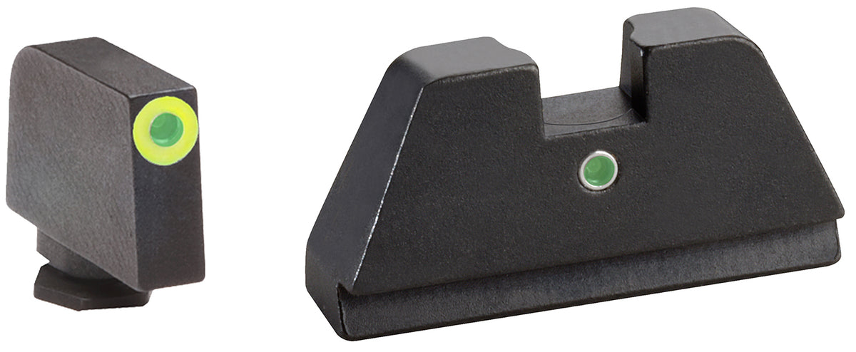 AmeriGlo GL391 Optic Compatible Sight Set for Glock XL Tall Green Tritium LumiGreen Outline Front & Green Tritium I-Dot Rear