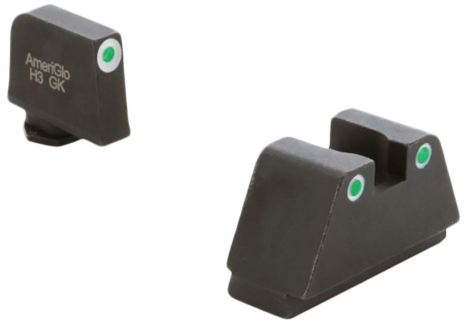 AmeriGlo GL330 Optic Compatible Sight Set for Glock 2XL Tall Green Tritium White Outline Front & Green Tritium White Outline Rear