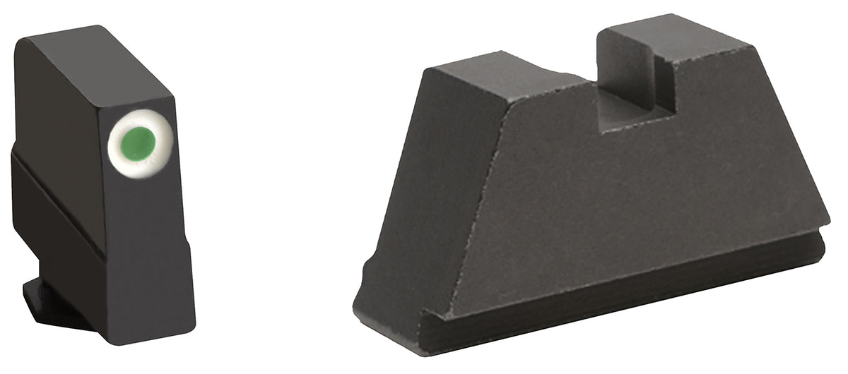 AmeriGlo GL491 Optic Compatible Sight Set for Glock 3XL Tall Green Tritium White Outline Front & Flat Black Rear