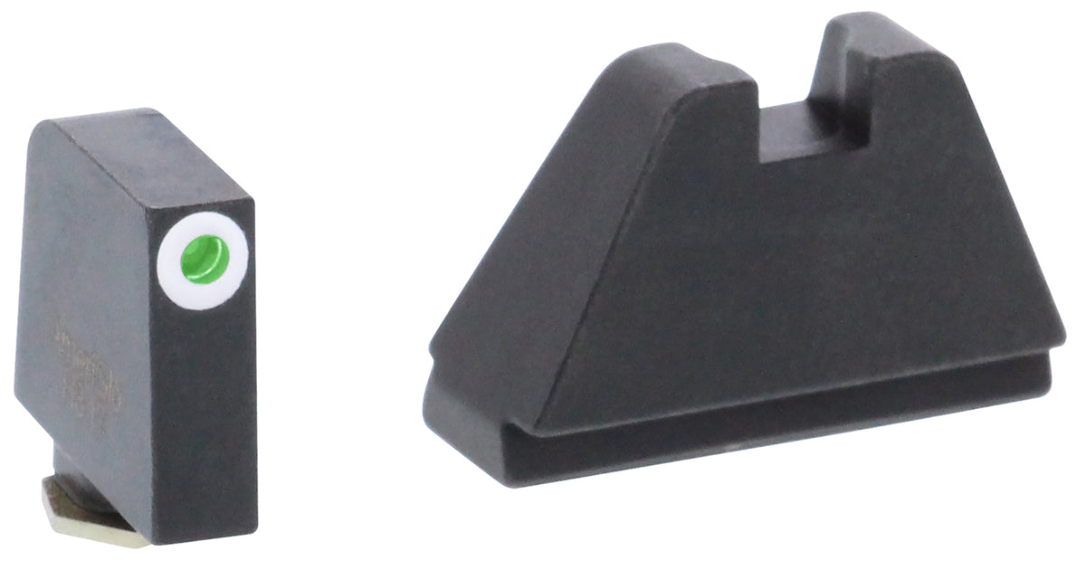 AmeriGlo GL482 Optic Compatible Sight Set for Glock 5XL Tall Green Tritium White Outline Front & Flat Black Rear
