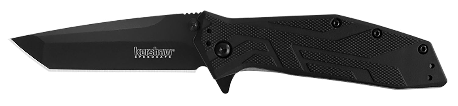 Kershaw 1990 Brawler Folding Knife 3" Tanto Plain Black Oxide 8Cr13MoV SS Blade Black Glass-Filled Nylon Handle