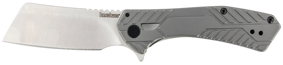 Kershaw 3445 Static Folding Knife 2.90" Cleaver Satin 8Cr13MoV SS Blade Gray PVD Stainless Steel Handle with Pocket Clip