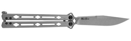 Kershaw 5150 Lucha Butterfly Knife 4.60" Drop Point Stonewashed 14C28N Blade Bead Blasted Stainless Steel Handle