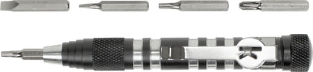 Kershaw TXTOOL TX Aluminum Knife Adjustment Tool 4.80" Silver/Gray Handle with 5-Piece Bit Set & Pocket Clip
