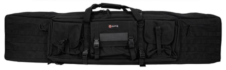GPS Bags DRC55 Double Rifle Case Black 600D Polyester with 2 Padded Pistol Sleeves & MOLLE Webbing
