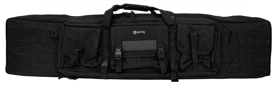 GPS Bags DRC55 Double Rifle Case Black 600D Polyester with 2 Padded Pistol Sleeves & MOLLE Webbing