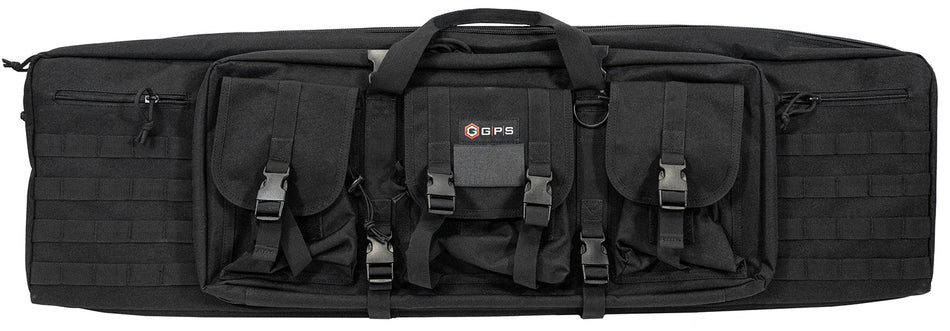 GPS Bags DRC42 Double Rifle Case Black 600D Polyester with 2 Padded Pistol Sleeves & MOLLE Webbing