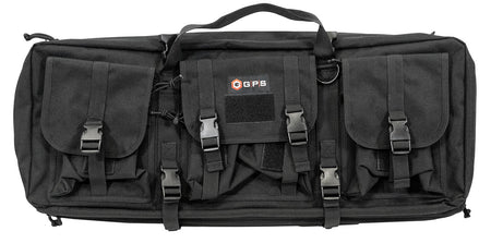 GPS Bags DRC28 Double Rifle Case Black 600D Polyester with 2 Padded Pistol Sleeves & MOLLE Webbing