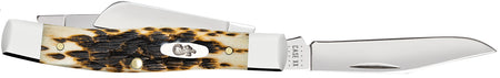 Case 00079 Medium Stockman Folding Knife 2.57"/1.88"/1.76" Clip/Sheepsfoot/Pen Chrome Vanadium Steel Blades, Peach Seed Jigged Amber Bone Handle