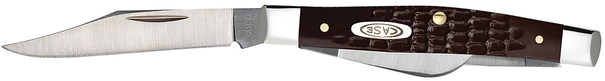 Case 00106 Medium Stockman Folding Knife 2.42"/1.58"/1.57" Clip/Sheepsfoot/Pen As-Ground Tru-Sharp SS Blades, Brown Jigged Synthetic Handle