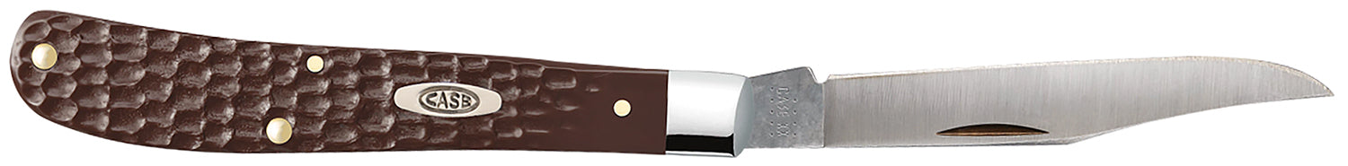 Case 00135 Slimline Trapper 3.25" Folding Clip Point Pocket Knife Mirror Polished Tru-Sharp SS Blade, Brown Jigged Synthetic Handle