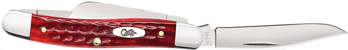 Case 00786 Medium Stockman 2.57"/1.88"/1.71" Folding Clip/Sheepsfoot/Spey Pocket Knife Mirror Polished Tru-Sharp SS, Corn Cob Jigged Old Red Bone Handle
