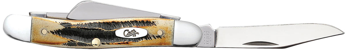 Case 03578 Medium Stockman 2.57"/1.88"/1.71" Folding Clip/Sheepsfoot/Spey Pocket Knife Mirror Polished Tru-Sharp SS, Brown Jigged 6.5 BoneStag Handle