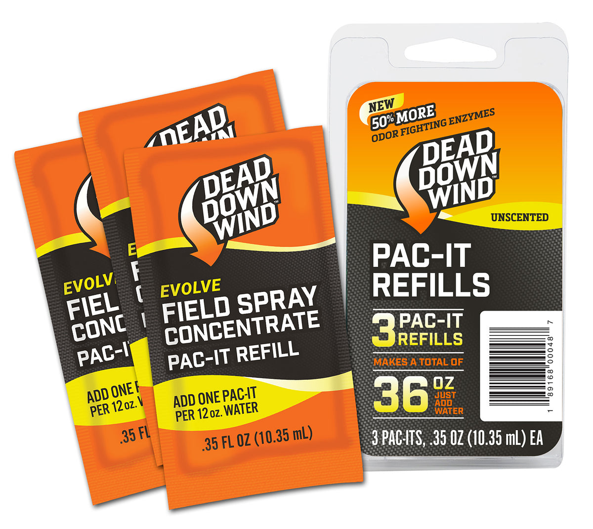 Dead Down Wind 1310 Evolve Field Spray Pac-It Refills Odor Eliminator Unscented 36 oz Concentrate