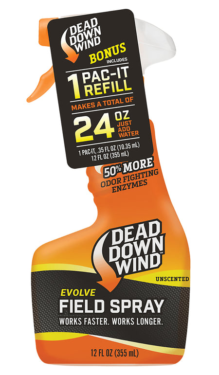 Dead Down Wind 1312418 Evolve Field Spray Pac-It Combo Odor Eliminator Unscented 24 oz Trigger Spray