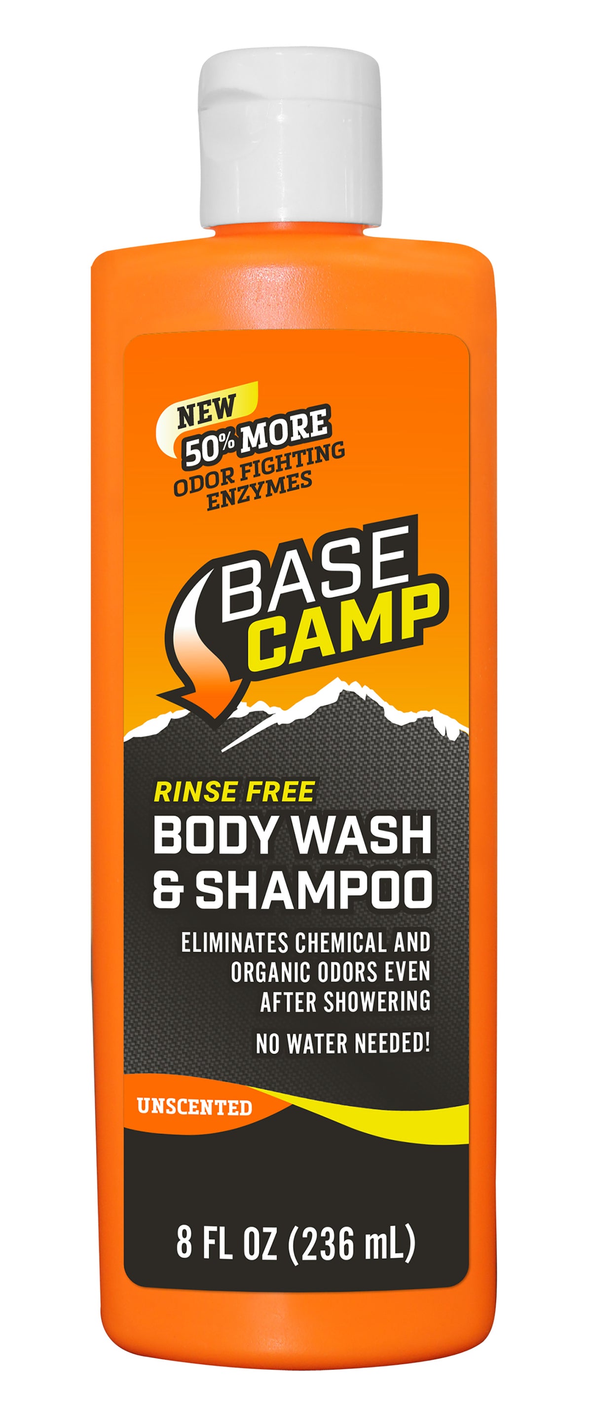 Dead Down Wind 1251 Base Camp Rinse Free Shampoo Body Wash Odor Eliminator 8 oz Squeeze Bottle