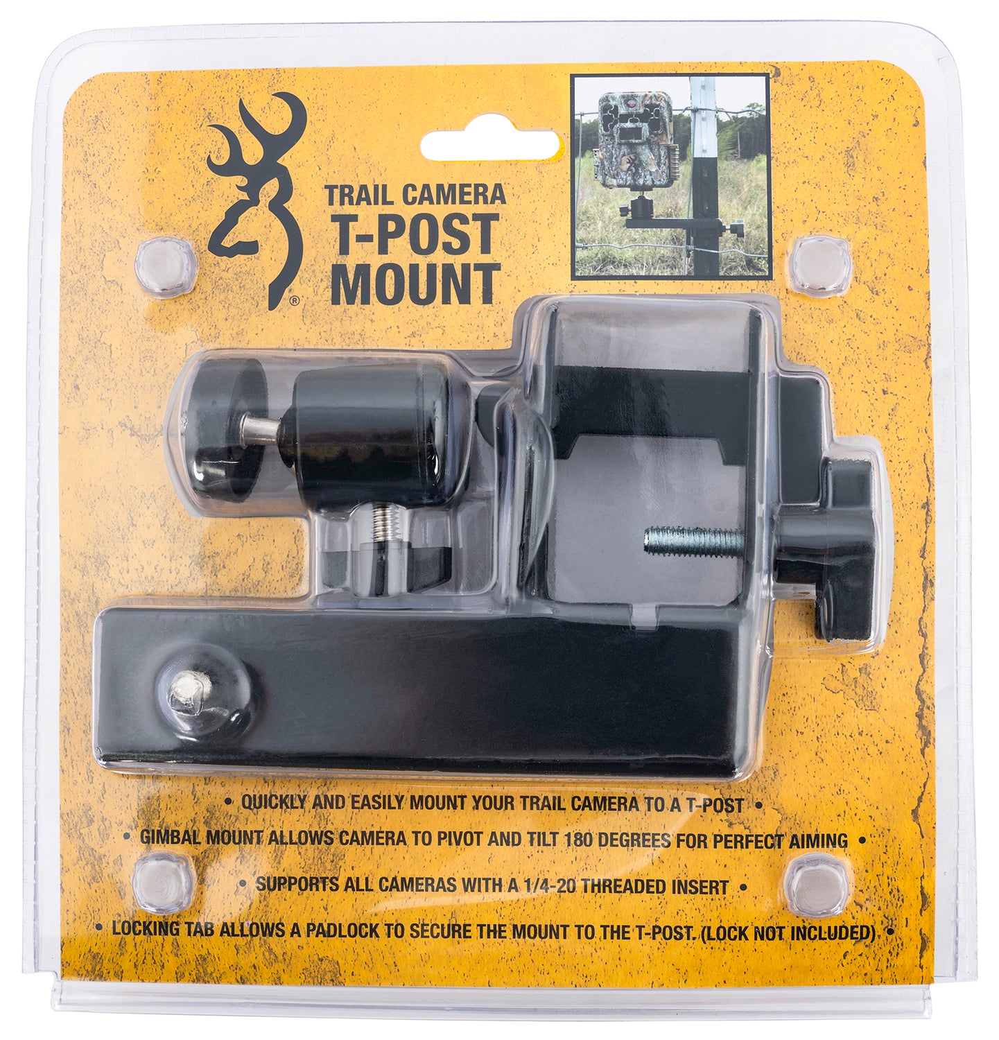 Browning Trail Cameras T-Post Camera Mount Black Powder Coated Steel