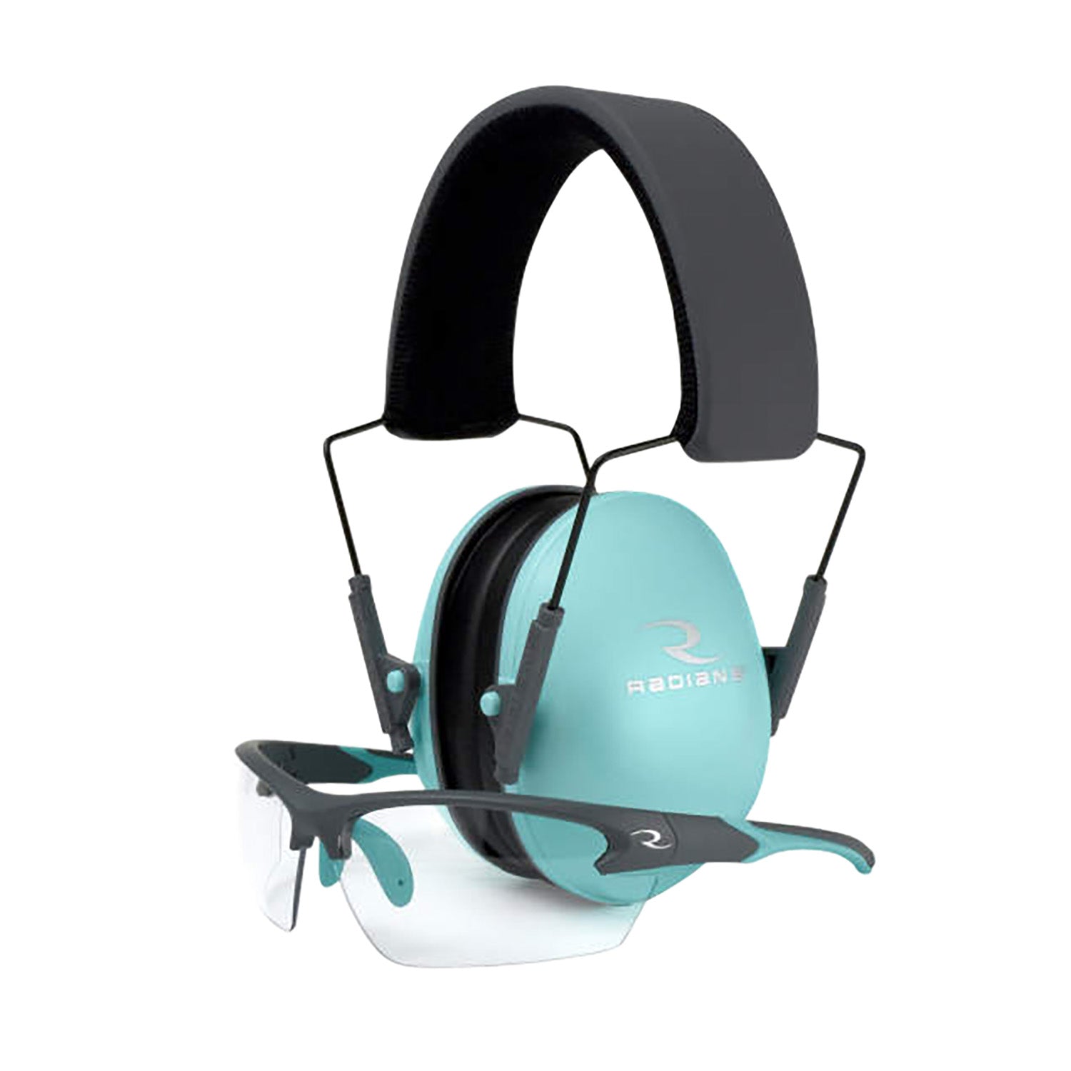 Radians LS0820CKCS G4 Junior Shooting Glasses Clear Lens Charcoal Gray Aqua Accent Frame