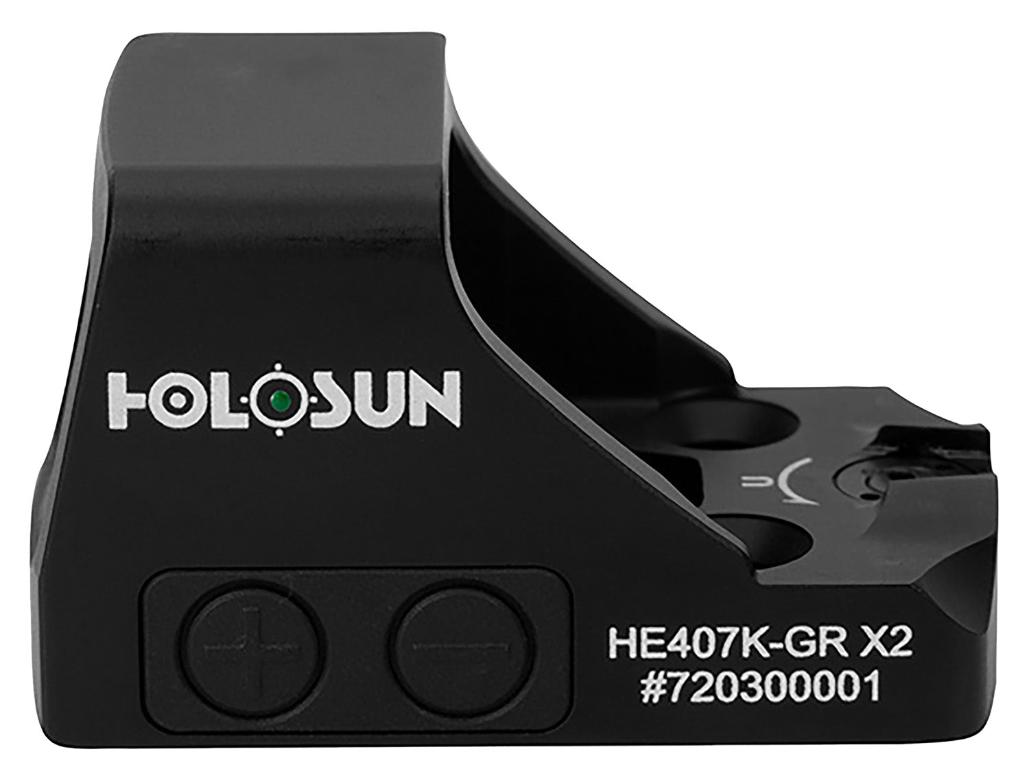 Holosun Technologies, 407K-GR X2, Green Dot, 6 MOA Dot, Black Color, Side Battery