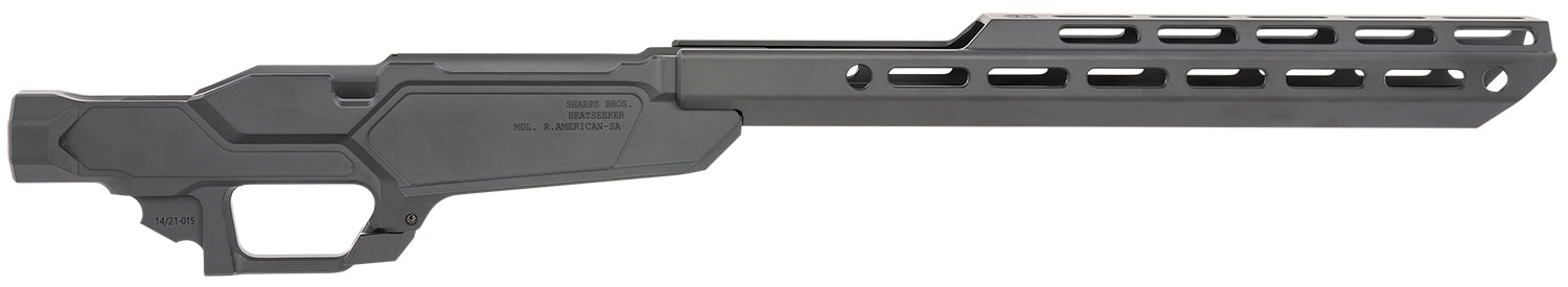 Sharps Bros SBC02 Heatseeker Rifle Chassis for Ruger American Black Cerakote 6061-T6 Aluminum 14" M-LOK