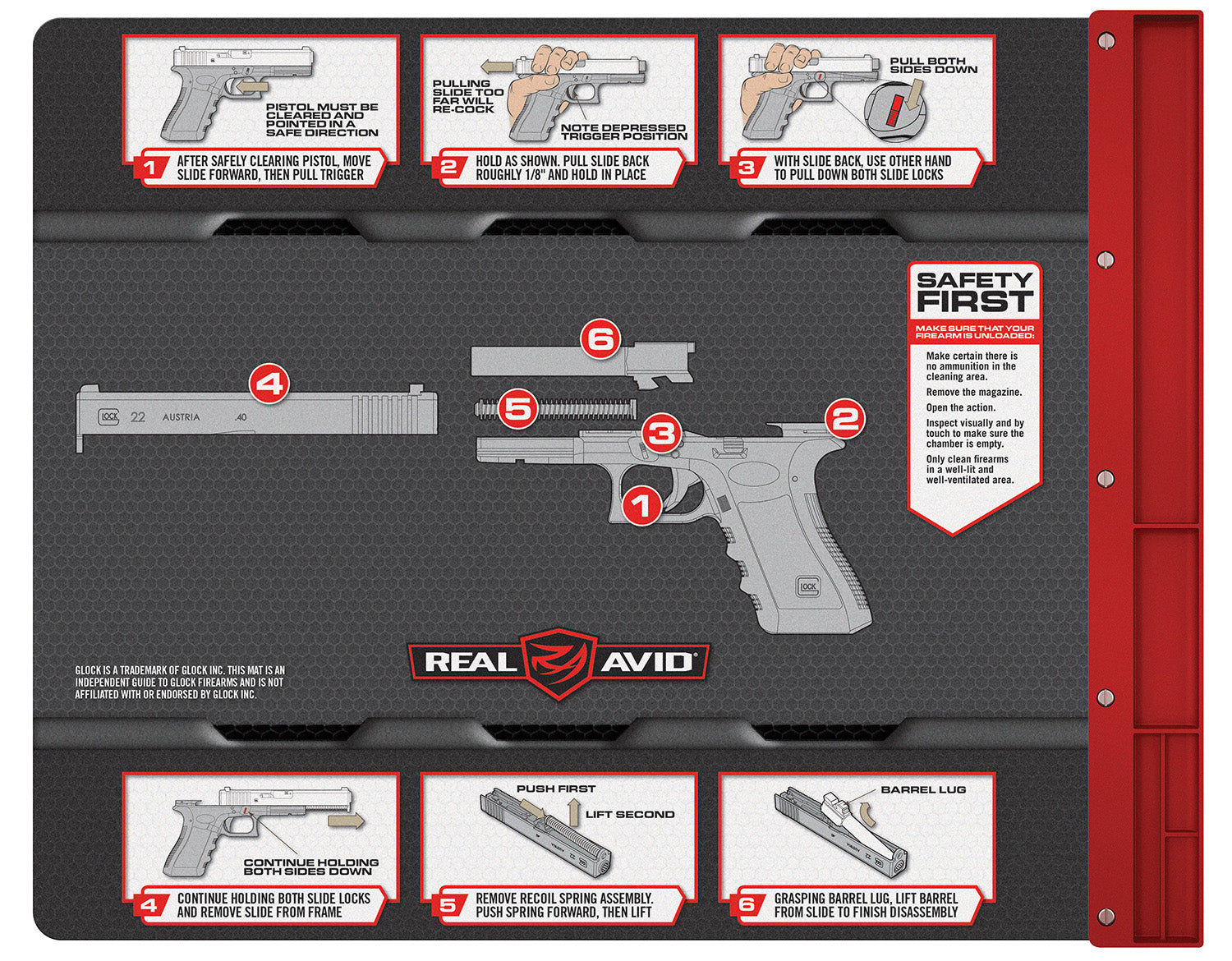 Real Avid Smart Mat Gun Cleaning Mat for Glock Black/Gray Non-Slip 19x16 Inch