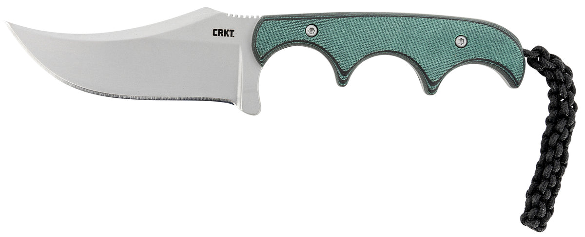 CRKT 2379 Minimalist Persian Fixed Blade Knife 2.76" Bead Blasted 8Cr13MoV Recurve Blade Green Resin Handle with Sheath