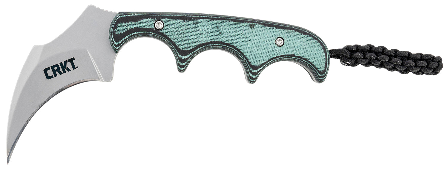 CRKT 2389 Keramin Fixed Blade Neck Knife 2.31" Bead Blasted 5Cr15MoV Stainless Blade Green Resin Handle with Sheath