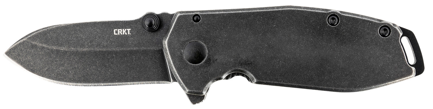 CRKT 2493 SQUID Assisted Opening Folding Knife 2.37" Black Stonewashed 8Cr14MoV Drop Point Blade Stainless Handle with Clip