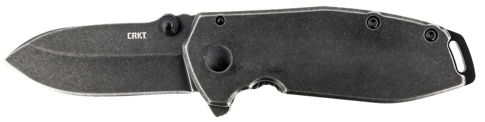 CRKT 2493 SQUID Assisted Opening Folding Knife 2.37" Black Stonewashed 8Cr14MoV Drop Point Blade Stainless Handle with Clip
