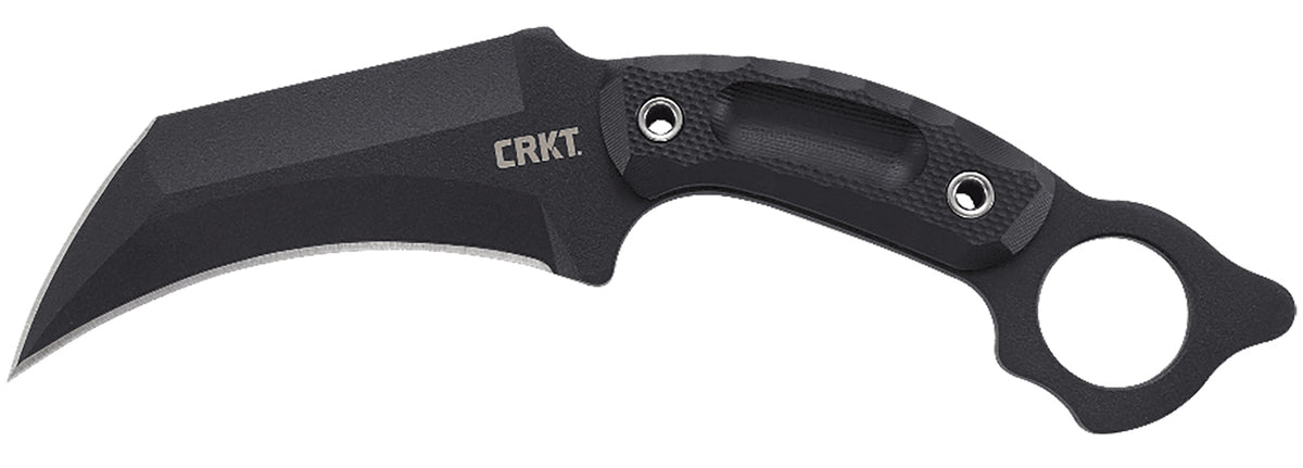 CRKT 2630 Du Hoc Fixed Blade Karambit Knife 5.10" Black Powder Coated SK-5 Recurve Blade Black G10 Handle with Sheath